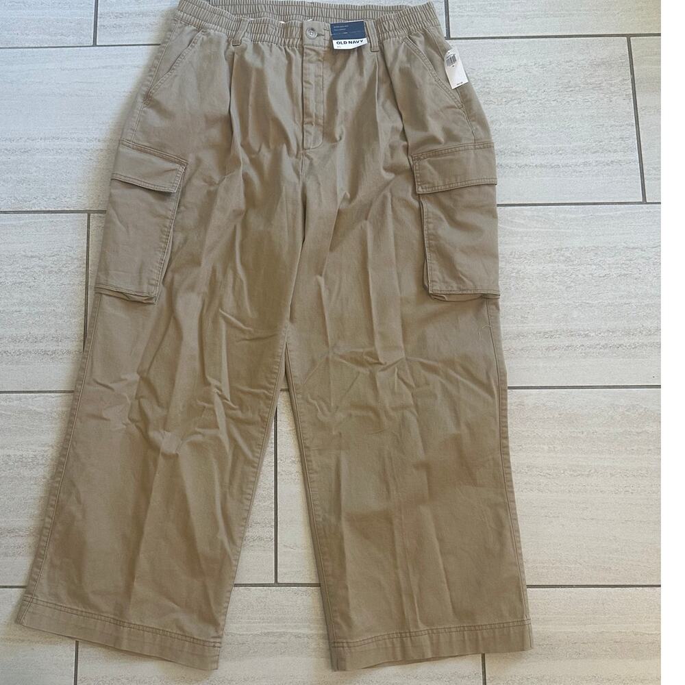 Old Navy Wide Leg Carpenter Pants Women XL Khaki NWT